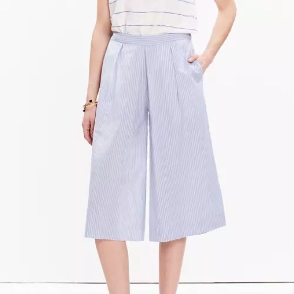 Madewell Pavilion stripe culotte pants pockets M - Picture 3 of 10